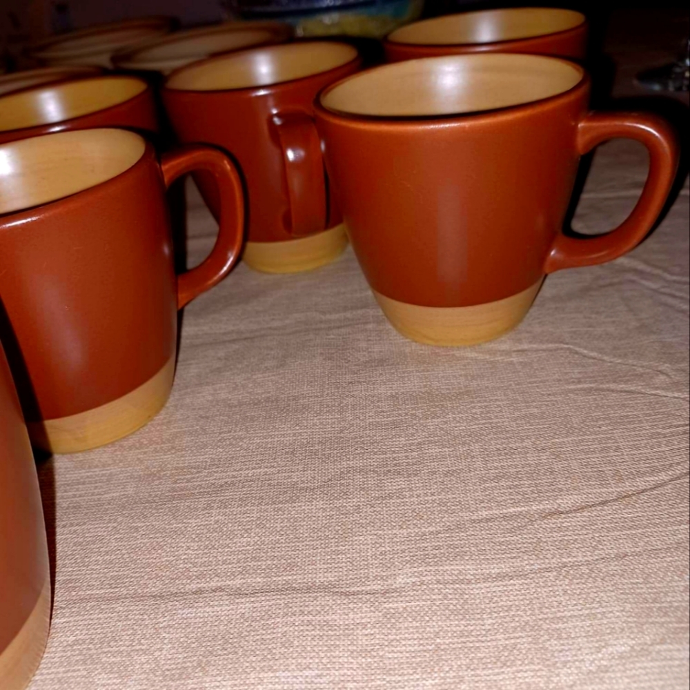 6 Casual Ceram Brown Coffee Mugs